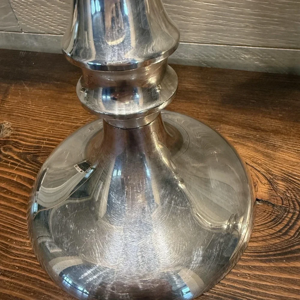 Pottery Barn Silver Plated Candlestick Holders Pair Large Pillar Taper Decor